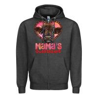 Charcoal Heather mama's sweetheart highland calf Zipper Hoodie - RanaPortraitStore