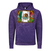 Cloud Purple mexican flag background with cactus and sunflower Vintage Hoodie - Jasminsmagicworld