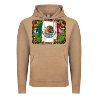 Vintage Coffee mexican flag background with cactus and sunflower Vintage Hoodie - Jasminsmagicworld