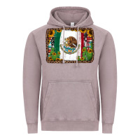 Vintage Zinc mexican flag background with cactus and sunflower Vintage Hoodie - Jasminsmagicworld