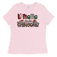 Bubblegum Pink la mama mas chingona Ladies Tee - CowhideDigitalArt