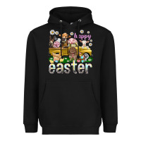 Black Happy Easter truck with farm animals Easter Day Heavyweight Hoodie - HowdyJamesFarm