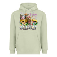 Matcha Happy Easter truck with farm animals Easter Day Heavyweight Hoodie - HowdyJamesFarm