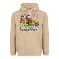 Mushroom Happy Easter truck with farm animals Easter Day Heavyweight Hoodie - HowdyJamesFarm