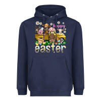 Navy Happy Easter truck with farm animals Easter Day Heavyweight Hoodie - HowdyJamesFarm