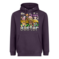 Plum Happy Easter truck with farm animals Easter Day Heavyweight Hoodie - HowdyJamesFarm