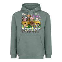 Sage Happy Easter truck with farm animals Easter Day Heavyweight Hoodie - HowdyJamesFarm