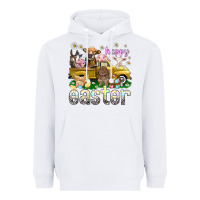 White Happy Easter truck with farm animals Easter Day Heavyweight Hoodie - HowdyJamesFarm
