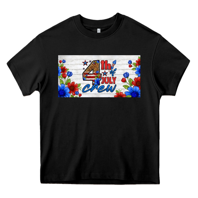 Floral 4th Of July Crew License Plate Heavy Core Tee by HRA Design Shop | Teevron