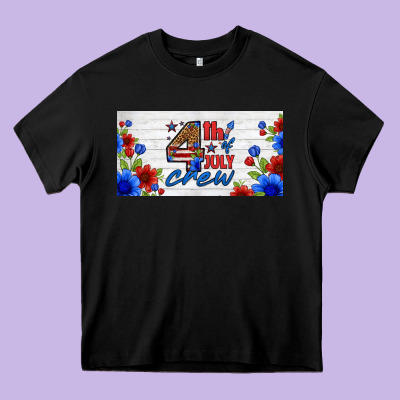 Floral 4th Of July Crew License Plate Heavy Core Tee Designed By Hra Design Shop