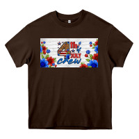 Chocolate Brown floral 4th of july crew license plate Heavy Core Tee - HRA Design Shop