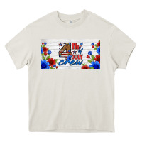 Cream floral 4th of july crew license plate Heavy Core Tee - HRA Design Shop