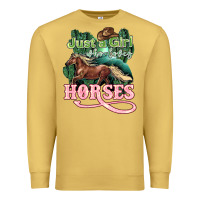 Antique Gold Just a girl who loves Horses Premium Sweatshirt - HowdyJamesFarm