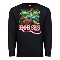 Black Just a girl who loves Horses Premium Sweatshirt - HowdyJamesFarm