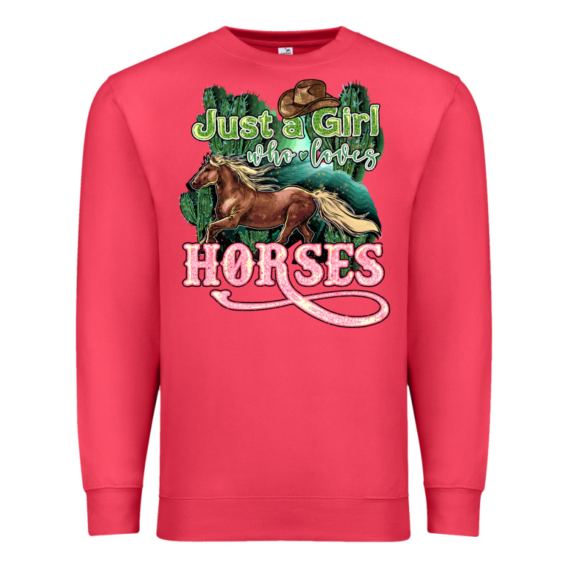 Just A Girl Who Loves Horses Premium Sweatshirt by HowdyJamesFarm | Teevron