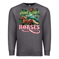 Charcoal Heather Just a girl who loves Horses Premium Sweatshirt - HowdyJamesFarm