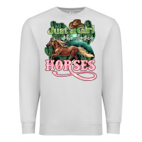 Dove Grey Just a girl who loves Horses Premium Sweatshirt - HowdyJamesFarm