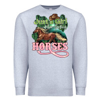 Heather Grey Just a girl who loves Horses Premium Sweatshirt - HowdyJamesFarm