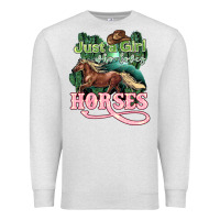 Oatmeal Heather Just a girl who loves Horses Premium Sweatshirt - HowdyJamesFarm