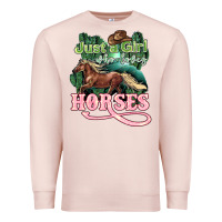 Pale Pink Just a girl who loves Horses Premium Sweatshirt - HowdyJamesFarm