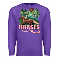 Purple Just a girl who loves Horses Premium Sweatshirt - HowdyJamesFarm