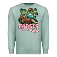 Seafoam Just a girl who loves Horses Premium Sweatshirt - HowdyJamesFarm