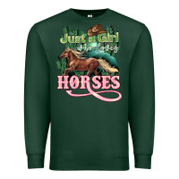 Sports Green Just a girl who loves Horses Premium Sweatshirt - HowdyJamesFarm