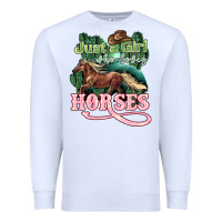 White Just a girl who loves Horses Premium Sweatshirt - HowdyJamesFarm