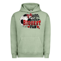 Pigment Oil Green little sister biggest fan soccer Urban Hoodie - FaDigitalArtStudio