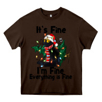Chocolate Brown It's Fine I'am Fine Everything Is Fine Heavy Core Tee - FaDigitalArtStudio