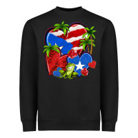 Black puerto rico hearts Heavyweight Sweatshirt - NancyCooperArtShop