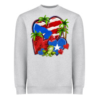 Heather Grey puerto rico hearts Heavyweight Sweatshirt - NancyCooperArtShop