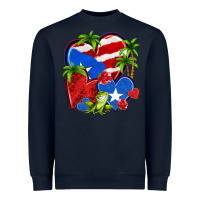 Navy puerto rico hearts Heavyweight Sweatshirt - NancyCooperArtShop