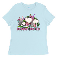 Baby Blue Happy Easter teeth Ladies Tee - OliviaCreatesArt