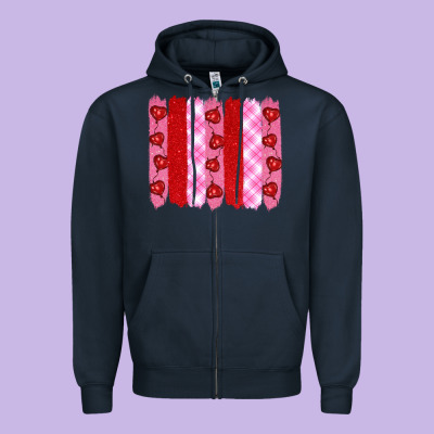 Valentine's Day Brushstrokes Zipper Hoodie Designed By Ranaportraitstore