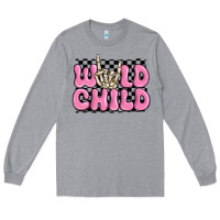 Heather Grey wild child pink skeleton Long Sleeve Tee - MaliasSmallBusiness