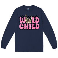 Navy wild child pink skeleton Long Sleeve Tee - MaliasSmallBusiness