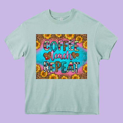 Coffee Teach Repeat Heavy Core Tee Designed By Hra Design Shop