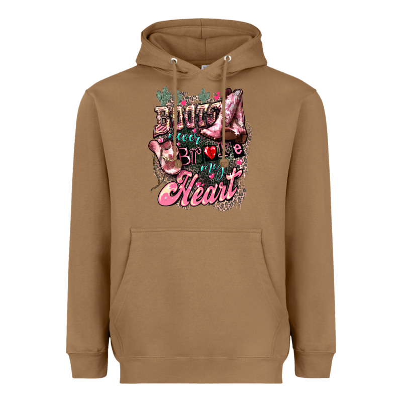 Boots Never Broke My Heart Heavyweight Hoodie by HowdyJamesFarm | Teevron