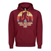 Burgundy Bigfoot Social Distancing World Champion Zipper Hoodie - Bettercallsaul