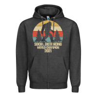 Charcoal Heather Bigfoot Social Distancing World Champion Zipper Hoodie - Bettercallsaul