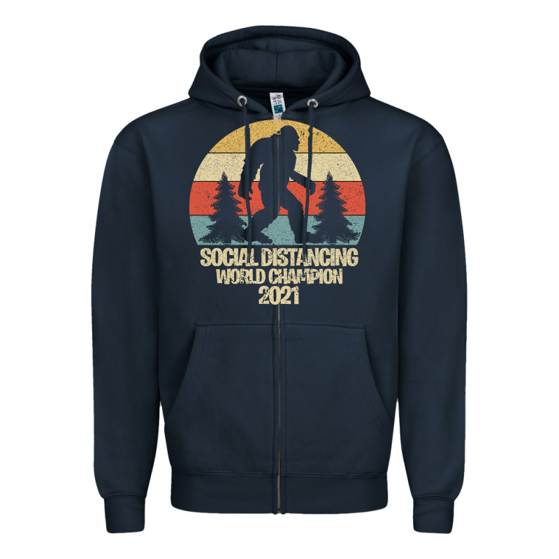 Bigfoot Social Distancing World Champion Zipper Hoodie by Bettercallsaul | Teevron