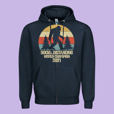Bigfoot Social Distancing World Champion Zipper Hoodie Designed By Bettercallsaul