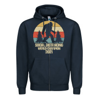 Navy Bigfoot Social Distancing World Champion Zipper Hoodie - Bettercallsaul