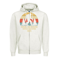 Oatmeal Heather Bigfoot Social Distancing World Champion Zipper Hoodie - Bettercallsaul