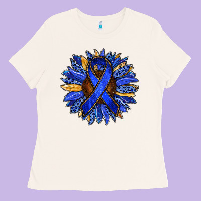 Colon Cancer Awareness Sunflower Ladies Tee Designed By Ranaportraitstore