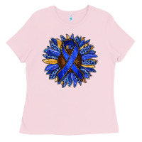 Bubblegum Pink Colon Cancer Awareness sunflower Ladies Tee - RanaPortraitStore