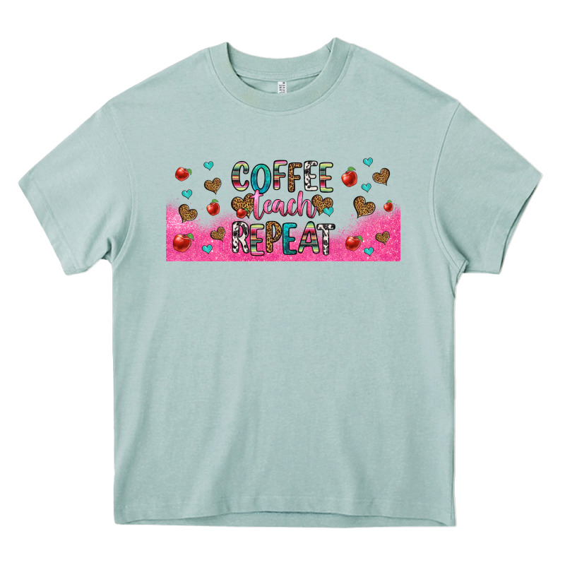 Coffee Teach Repeat Teacher Libbey Glass Heavy Core Tee by HRA Design Shop | Teevron
