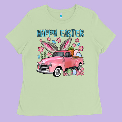 Happy Easter Truck Ladies Tee Designed By Oliviacreatesart