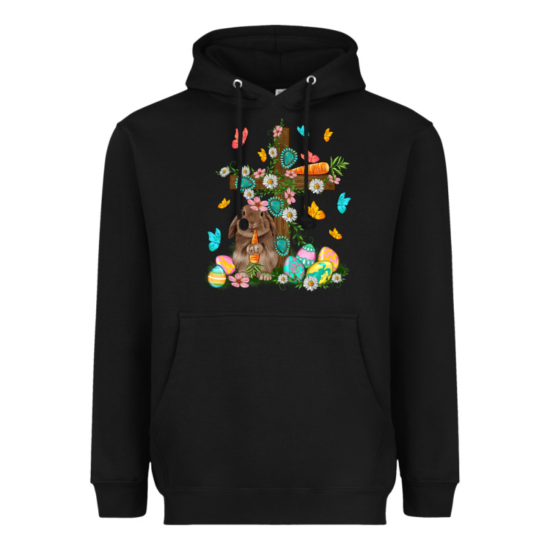 Western Rabbit With Cross Easter Day Heavyweight Hoodie by HowdyJamesFarm | Teevron